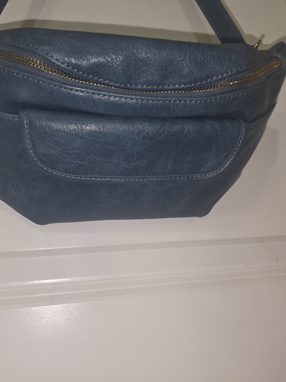 Anthropologie Teal Leather-Effect Crossbody with Front Pocket